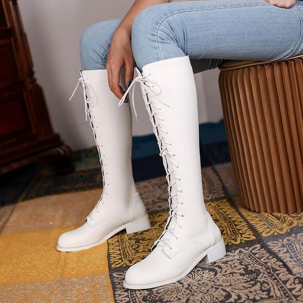 boots lace up knee high fashion women cross strap pu leather autumn winter ladies thick heel zipper, Black
boots lace up knee high fashion women cross strap pu leather autumn winter ladies thick heel zipper, Black