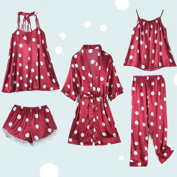 women's shorts autumn new polka dot print 5 pcs suit women pajamas fashion pyjamas evko, White;black
women's shorts autumn new polka dot print 5 pcs suit women pajamas fashion pyjamas evko, White;black