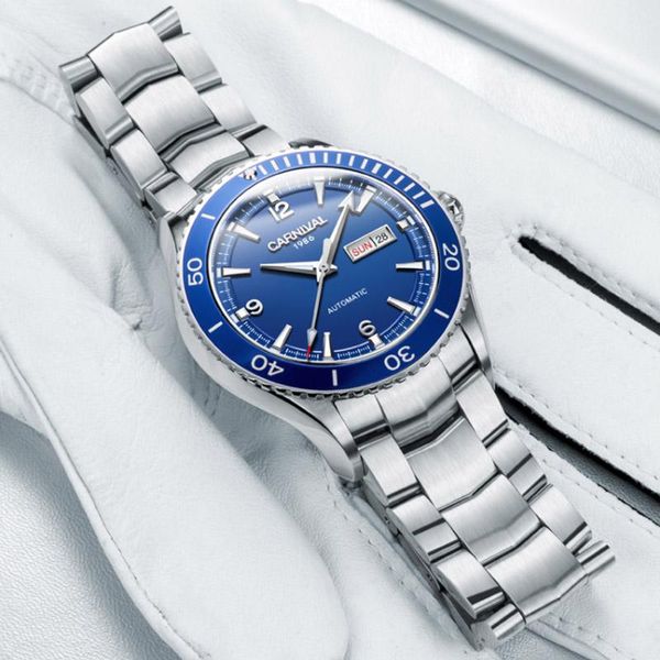 sports carnival automatic machinery fashion men's watch diving waterproof luminous steel sapphire trend wristwatches, Slivery;brown
sports carnival automatic machinery fashion men's watch diving waterproof luminous steel sapphire trend wristwatches, Slivery;brown