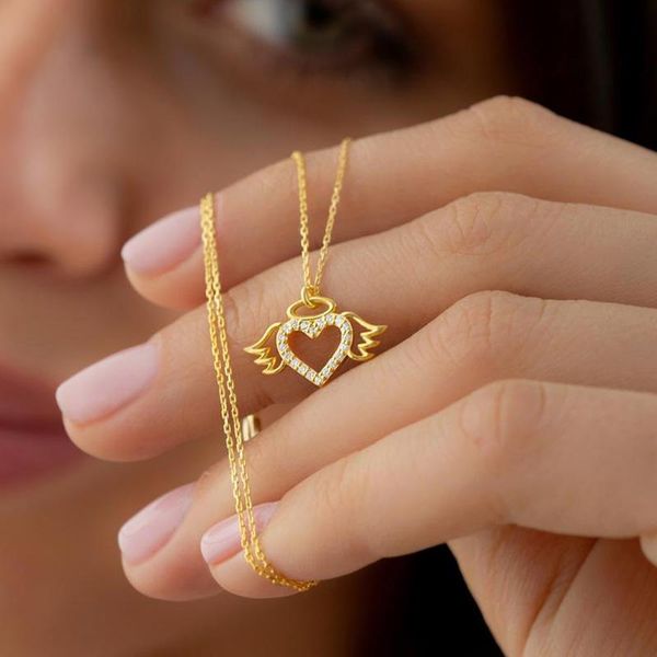 pendant necklaces cute angel wing heart necklace zircon stone minimalist love for women summer chain choker valentine's day jewelry gif, Silver
pendant necklaces cute angel wing heart necklace zircon stone minimalist love for women summer chain choker valentine's day jewelry gif, Silver