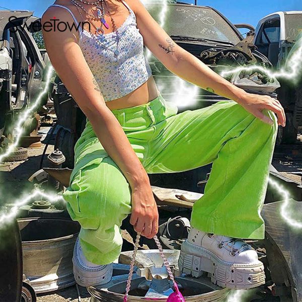 sweetown corduroy 90s wide leg trousers female big pockets patchwork cargo streetwear high waist baggy straight pants y2k, Black;white
sweetown corduroy 90s wide leg trousers female big pockets patchwork cargo streetwear high waist baggy straight pants y2k, Black;white