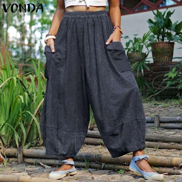 women's pants & capris elastic waist wide leg vintage women trousers 2021 vonda female cotton sweatpants pantalon s-, Black;white
women's pants & capris elastic waist wide leg vintage women trousers 2021 vonda female cotton sweatpants pantalon s-, Black;white
