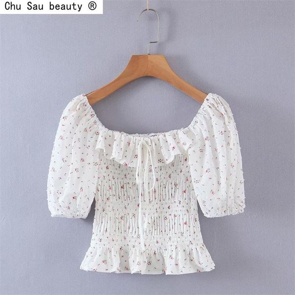 women's blouses & shirts french sweet floral lace-up ruffle square collar blouse 2021 summer prairie chic puff sleeve elastic waist cro, White
women's blouses & shirts french sweet floral lace-up ruffle square collar blouse 2021 summer prairie chic puff sleeve elastic waist cro, White