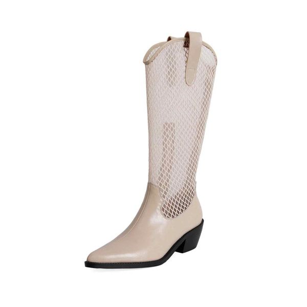 spring style genuine leather air mesh sunscreen pointed toe thick high heel zipper gorgeous knee boots l03, Black
spring style genuine leather air mesh sunscreen pointed toe thick high heel zipper gorgeous knee boots l03, Black