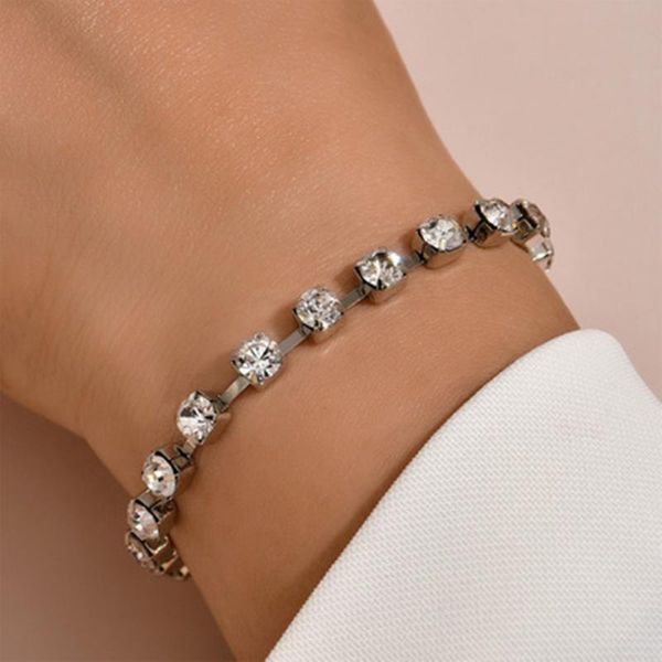 link, chain simple 1 row rhinestone bracelet bangle hand chainjewelry for friend gift bling crystal link wristband accessories, Black
link, chain simple 1 row rhinestone bracelet bangle hand chainjewelry for friend gift bling crystal link wristband accessories, Black