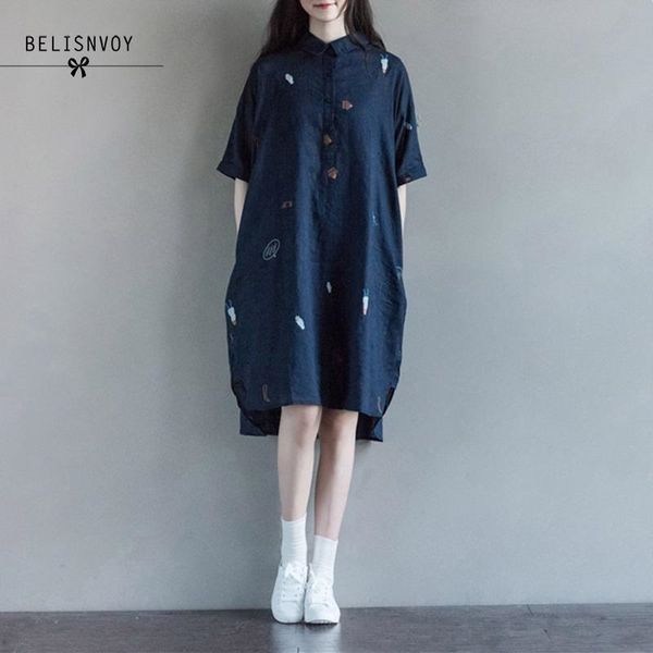 mori girl women summer shirt dresses turn-down collar half sleeve printing blue cotton linen casual loose vintage dress feminino 210520, Black;gray
mori girl women summer shirt dresses turn-down collar half sleeve printing blue cotton linen casual loose vintage dress feminino 210520, Black;gray