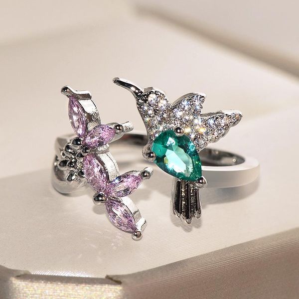cluster rings european creative bird flower opening for women unique chic inlaid pink green zircon adjustable jewelry gift, Golden;silver
cluster rings european creative bird flower opening for women unique chic inlaid pink green zircon adjustable jewelry gift, Golden;silver