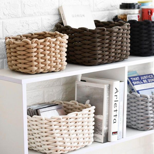 1/2pcs hand-woven storage baskets cotton rope weaving box sundries cosmetic organizer deskstorages basket office home decor
1/2pcs hand-woven storage baskets cotton rope weaving box sundries cosmetic organizer deskstorages basket office home decor