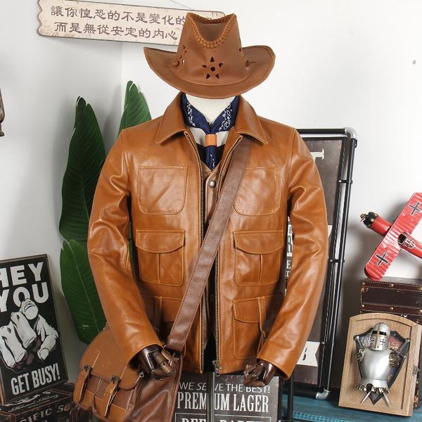 men's leather & faux first tire cow clothes lapel hunting jacket locomotive short slim fit autumn and winter coat fashion, Black
men's leather & faux first tire cow clothes lapel hunting jacket locomotive short slim fit autumn and winter coat fashion, Black