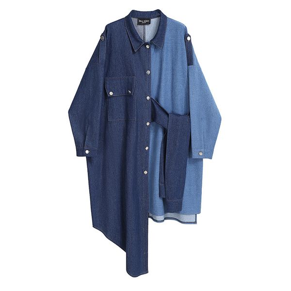 long-lost female brand design denim fashion long blue sleeve cotton dress, Black;gray
long-lost female brand design denim fashion long blue sleeve cotton dress, Black;gray