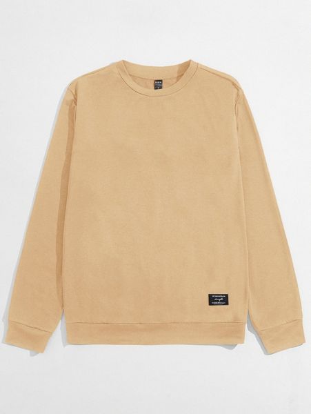 men patched detail pullover j49x#, Black