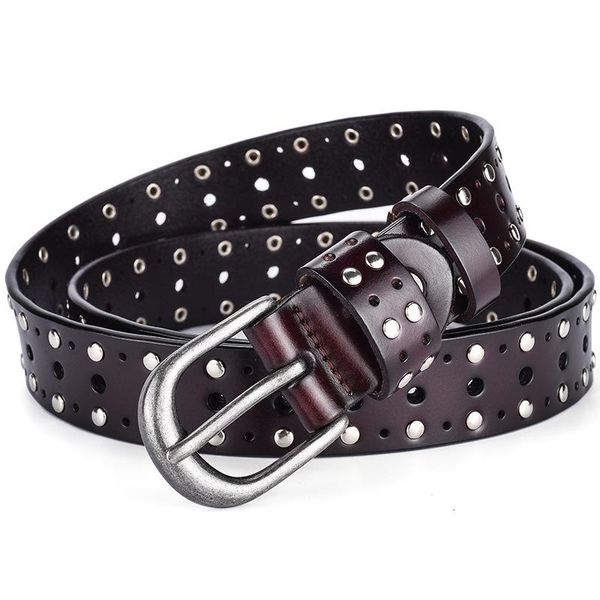belts women's belt for women luxury pin buckle punk goth style cowhide leather rivets female trend corset 2021, Black;brown
belts women's belt for women luxury pin buckle punk goth style cowhide leather rivets female trend corset 2021, Black;brown