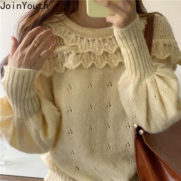 women's sweaters joinyouth hollow out knitwear sweet pullovers chic for women o-neck ruffles jumper female vintage sueter mujer, White;black
women's sweaters joinyouth hollow out knitwear sweet pullovers chic for women o-neck ruffles jumper female vintage sueter mujer, White;black