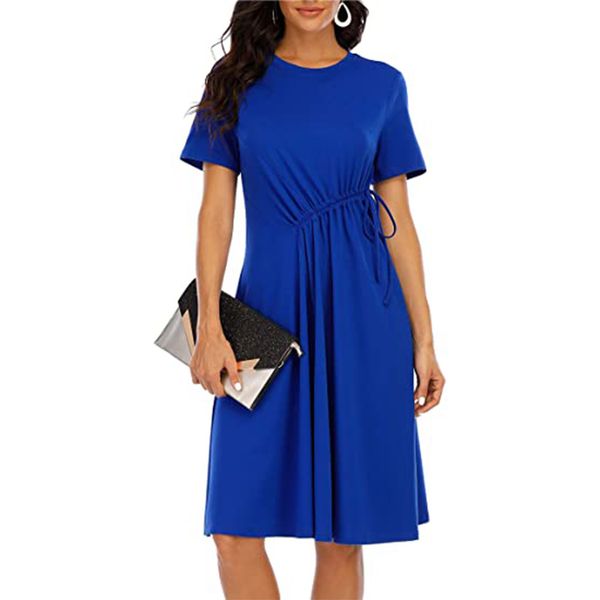 factory68uu 2021 knot of women's new round product neck mid length dress, White;black
factory68uu 2021 knot of women's new round product neck mid length dress, White;black