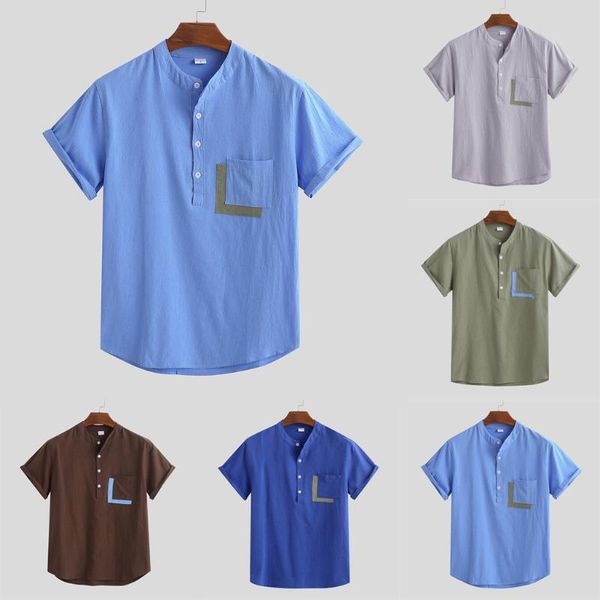men's casual shirts 2021 mens summer blouse shirt short sleeve cotton linen men loose collar button male chemise homme, White;black
men's casual shirts 2021 mens summer blouse shirt short sleeve cotton linen men loose collar button male chemise homme, White;black