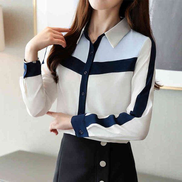 women's blouse long sleeve korean loose autumn stitching solid color turn down collar casual chiffon shirts 806g 210420, White
women's blouse long sleeve korean loose autumn stitching solid color turn down collar casual chiffon shirts 806g 210420, White