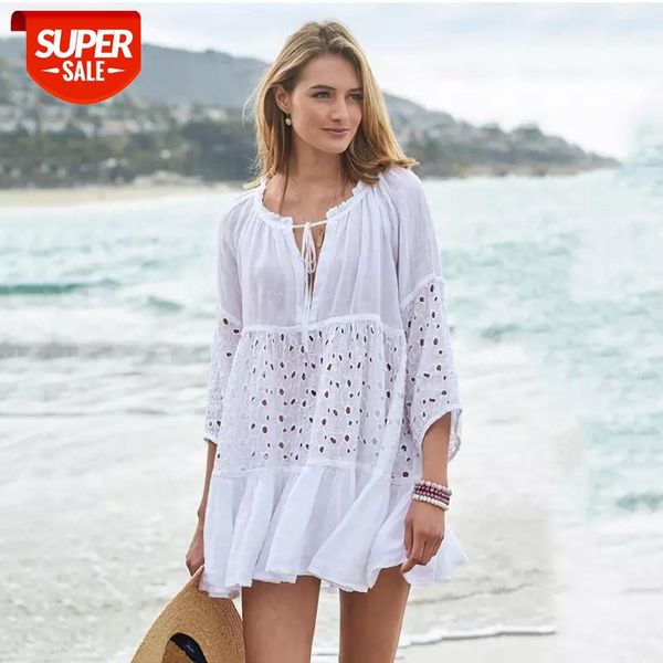 fashion beach loose mini dress simple style elegant solid white hollow see through long sleeve o-neck lace-up for women #vq9c, White;black
fashion beach loose mini dress simple style elegant solid white hollow see through long sleeve o-neck lace-up for women #vq9c, White;black