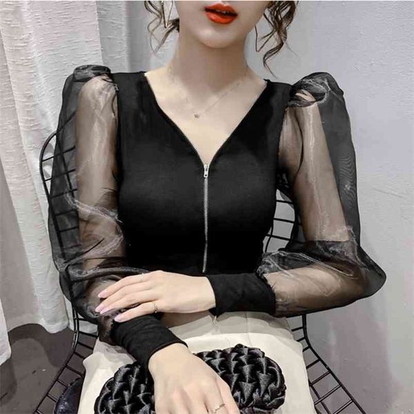spring autumn women's blouse mesh stitching v-neck long-sleeved korean style zipper slimming puff sleeve gx226 210507, White
spring autumn women's blouse mesh stitching v-neck long-sleeved korean style zipper slimming puff sleeve gx226 210507, White