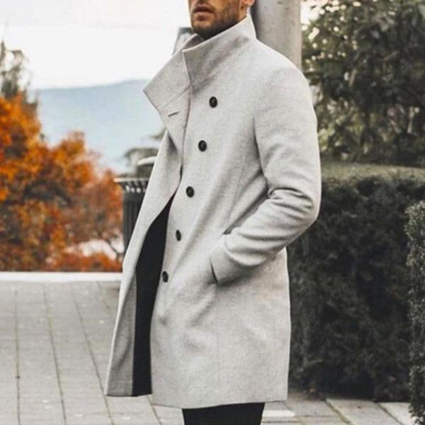 men's wool & blends 2021 autumn winter fashion temperament solid color western style woolen coat stand up collar casual windbreaker lon, Black
men's wool & blends 2021 autumn winter fashion temperament solid color western style woolen coat stand up collar casual windbreaker lon, Black