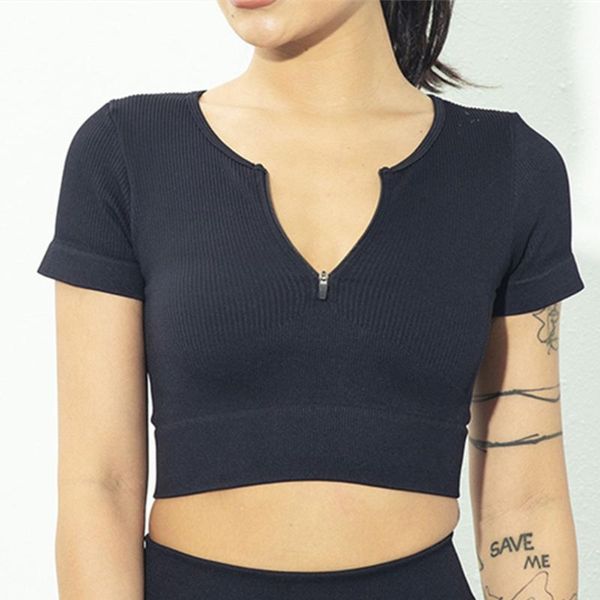 yoga outfit seamless shirts zipper short sleeve workout women fitness crop gym clothes sportswear running t-shirt
yoga outfit seamless shirts zipper short sleeve workout women fitness crop gym clothes sportswear running t-shirt