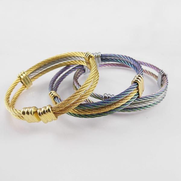 fashion cable wire bracelets jewelry gold color stainless steel twisted multilayer cuff for men women bangle, Black
fashion cable wire bracelets jewelry gold color stainless steel twisted multilayer cuff for men women bangle, Black