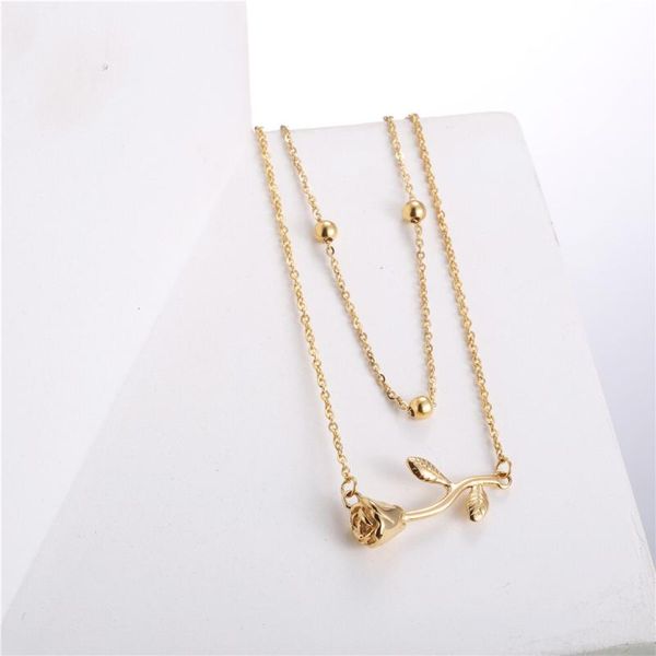 gold flower pendant necklace stainless steel beautiful rose bead necklaces chain double layer jewelry sweater long, Silver
gold flower pendant necklace stainless steel beautiful rose bead necklaces chain double layer jewelry sweater long, Silver