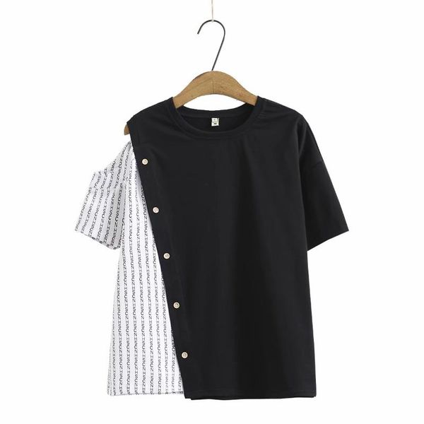 plus size t-shirt patchwork button women tshirts 2021 summer causal cotton o-neck short sleeve ladies t shirts female t-shirts, Black
plus size t-shirt patchwork button women tshirts 2021 summer causal cotton o-neck short sleeve ladies t shirts female t-shirts, Black