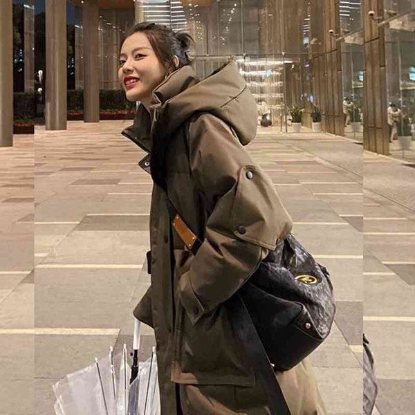 winter new simple and hsome medium long thickened down jacket work clothes cotton over knee women, Black
winter new simple and hsome medium long thickened down jacket work clothes cotton over knee women, Black