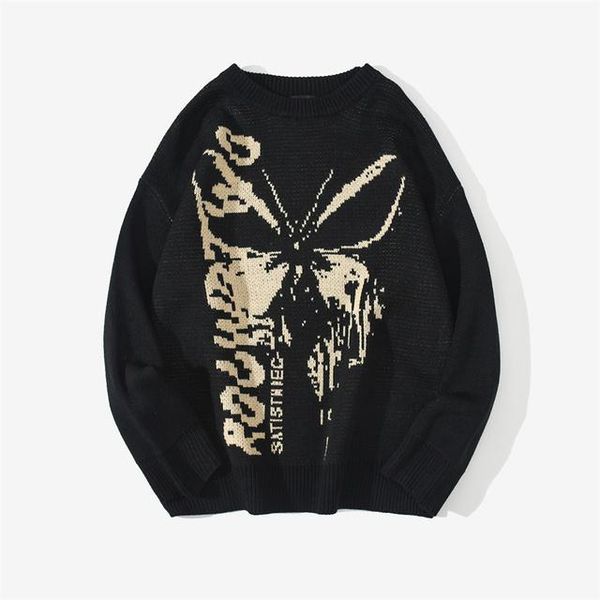 women's sweaters mens hip hop knitwear y2k harajuku fashion butterfly male loose 2021 casual streetwear pullover, White;black
women's sweaters mens hip hop knitwear y2k harajuku fashion butterfly male loose 2021 casual streetwear pullover, White;black