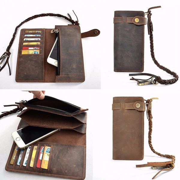 wallets cowhide men wallet casual leather biker trucker long chain card holder checkbook coin purse pocket, Red;black
wallets cowhide men wallet casual leather biker trucker long chain card holder checkbook coin purse pocket, Red;black