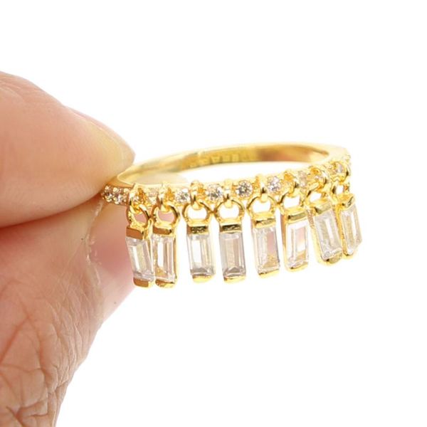 cluster rings yellow fashion baguette band hanging zircon tassel ring gold color square pendant stunning women engagement party jewelry, Golden;silver
cluster rings yellow fashion baguette band hanging zircon tassel ring gold color square pendant stunning women engagement party jewelry, Golden;silver