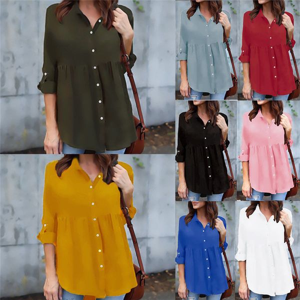women's blouses & shirts fashion womens long sleeve loose blouse casual shirt summer chiffon clothes button solid elegant wom, White
women's blouses & shirts fashion womens long sleeve loose blouse casual shirt summer chiffon clothes button solid elegant wom, White