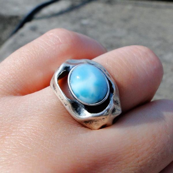 cluster rings simple style sterling silver antique oval cut 8x10mm natural blue larimar jewelry ring, Golden;silver
cluster rings simple style sterling silver antique oval cut 8x10mm natural blue larimar jewelry ring, Golden;silver