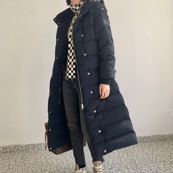 women down jackets canada north winter hooded coat classic extra long over the knee jacket british style woman clothing coat with belt, Black
women down jackets canada north winter hooded coat classic extra long over the knee jacket british style woman clothing coat with belt, Black