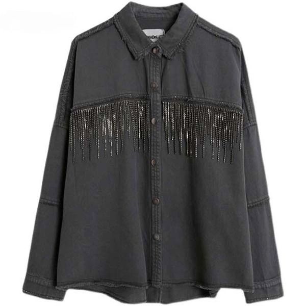 fringe beaded jacket women oversized denim jackets female coat vintage loose frayed trim chaqueta mujer fashion streetwear women's, Black;brown
fringe beaded jacket women oversized denim jackets female coat vintage loose frayed trim chaqueta mujer fashion streetwear women's, Black;brown
