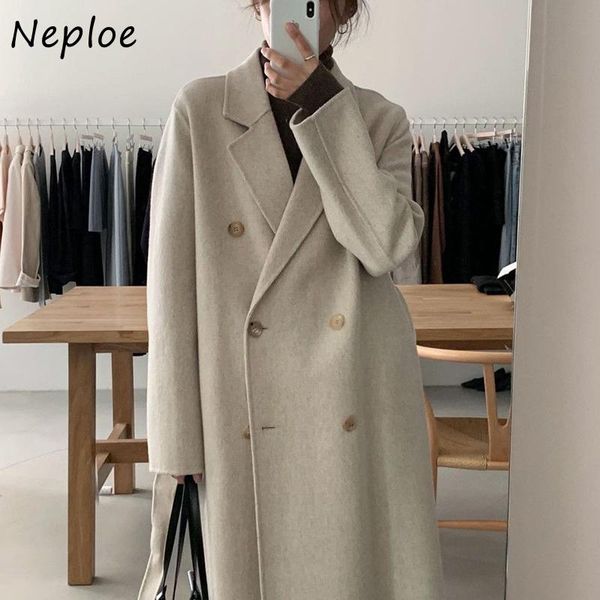 women's wool & blends neploe loose long warm woolen coat for women korean autumn and winter suit collar jacket double breasted casual, Black
women's wool & blends neploe loose long warm woolen coat for women korean autumn and winter suit collar jacket double breasted casual, Black