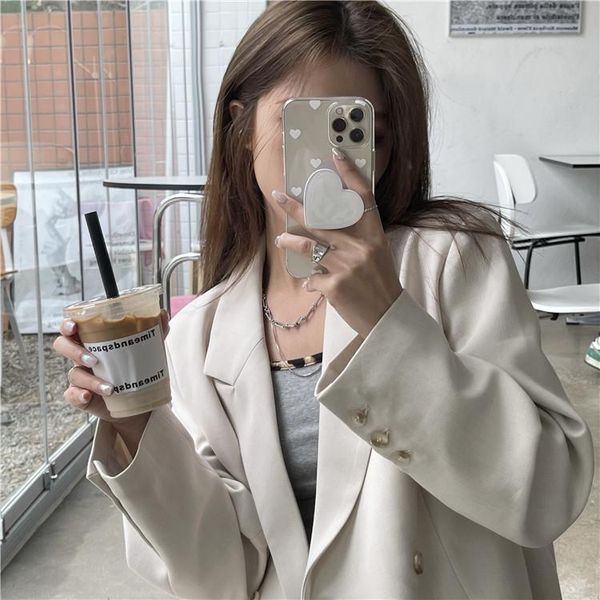 women's suits & blazers kumikumi fashion versatile casual loose temperament long sleeve suit autumn retro thin small coat, White;black
women's suits & blazers kumikumi fashion versatile casual loose temperament long sleeve suit autumn retro thin small coat, White;black