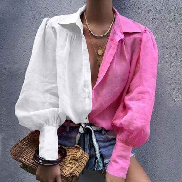 women cotton linen blouse shirt casual patchwork long sleeve shirts blouses button down autumn lantern blusas women's &, White
women cotton linen blouse shirt casual patchwork long sleeve shirts blouses button down autumn lantern blusas women's &, White