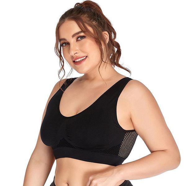 s-6xl plus size sports bra hollow mesh no buckle rims breathable shockproof underwear yoga running gym clothing, White;black
s-6xl plus size sports bra hollow mesh no buckle rims breathable shockproof underwear yoga running gym clothing, White;black