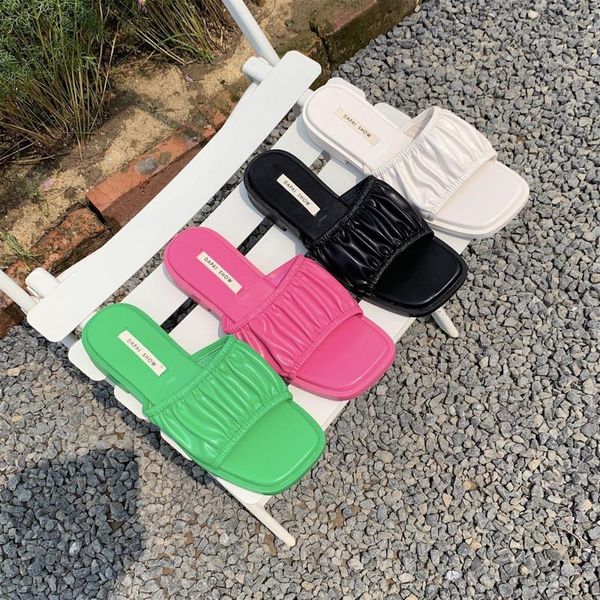 slippers flip-flop for women 2021 soft soles candy pleated square toe outside wear, Black
slippers flip-flop for women 2021 soft soles candy pleated square toe outside wear, Black