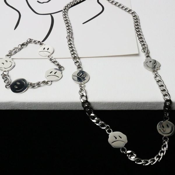 harajuku punk smile silver color crying face chain street hip hop stainless steel necklace bracelet for women girl men jewelry chains
harajuku punk smile silver color crying face chain street hip hop stainless steel necklace bracelet for women girl men jewelry chains