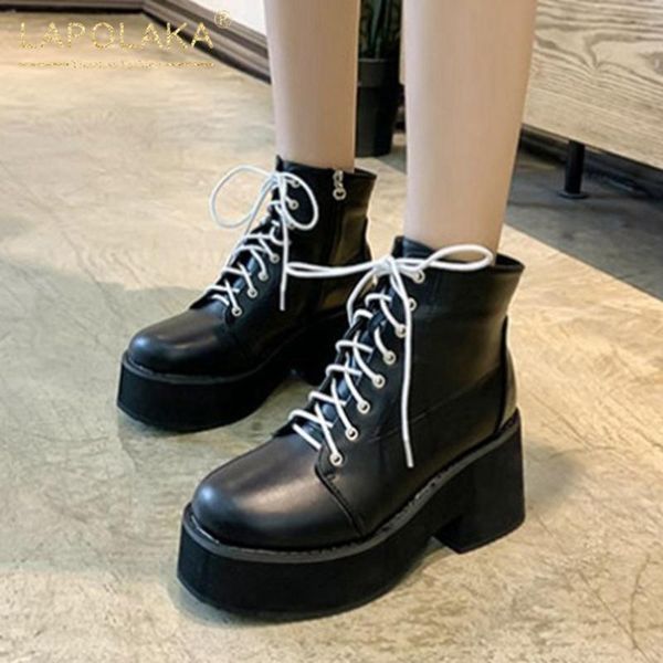 boots lapolaka 2021 arrivals genuine leather luxury women shoes chic platform skidproof cross-tied work ankle booties ladies, Black
boots lapolaka 2021 arrivals genuine leather luxury women shoes chic platform skidproof cross-tied work ankle booties ladies, Black