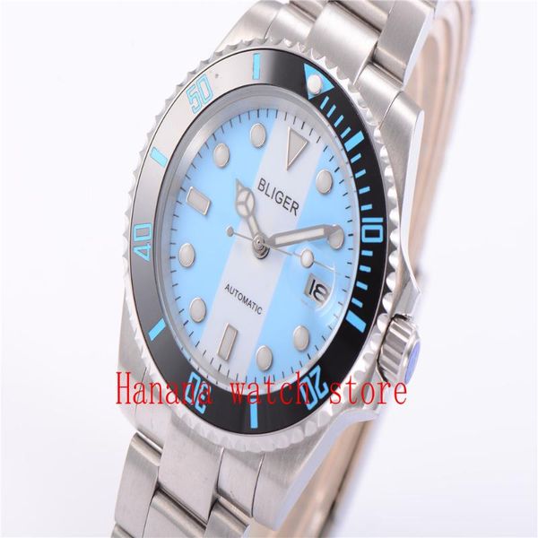 wristwatches classic 40mm blue white dial black ceramic bezel date magnifier sapphire luminous miyota automatic movement men's watch, Slivery;brown
wristwatches classic 40mm blue white dial black ceramic bezel date magnifier sapphire luminous miyota automatic movement men's watch, Slivery;brown