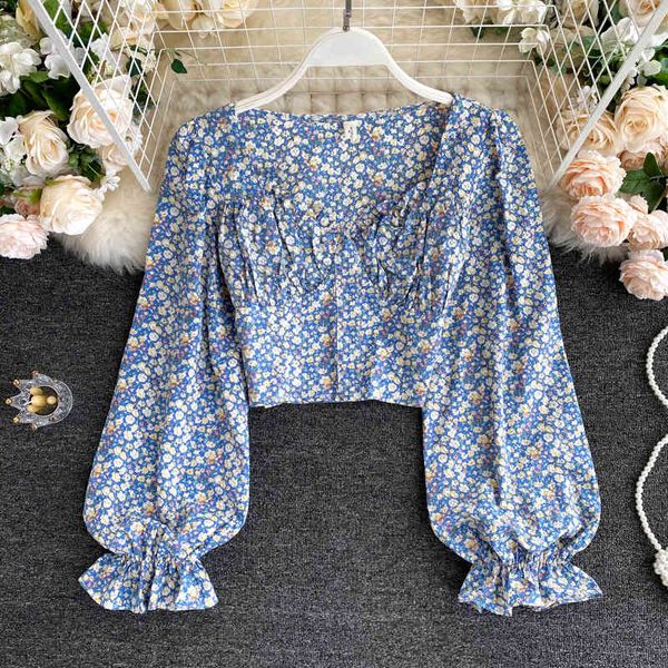 women's blouses & shirts elegant floral print shirt sweet wooden ear square collar retro court long lantern sleeve short blou, White
women's blouses & shirts elegant floral print shirt sweet wooden ear square collar retro court long lantern sleeve short blou, White