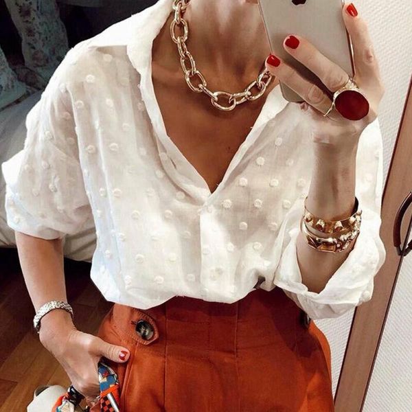 women's blouses & shirts women streetwear polka dot ol shirt ladies long sleeve loose beach cover white blouse plus size s-2xl
women's blouses & shirts women streetwear polka dot ol shirt ladies long sleeve loose beach cover white blouse plus size s-2xl