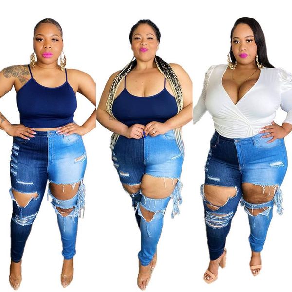 women's jeans two colors patchwork women plus size xl--5xl ripped high waist holes light washed denim pencil skinny, Blue
women's jeans two colors patchwork women plus size xl--5xl ripped high waist holes light washed denim pencil skinny, Blue