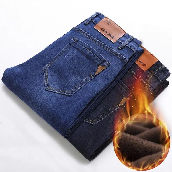 men's jeans winter men warm autumn thicken fleece long trouser, Blue
men's jeans winter men warm autumn thicken fleece long trouser, Blue