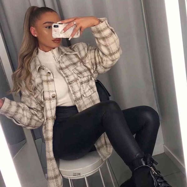 fall winter women jacket checked tweed coat long sleeves oversized thicken casual fashion outfits 210420, Black;brown
fall winter women jacket checked tweed coat long sleeves oversized thicken casual fashion outfits 210420, Black;brown