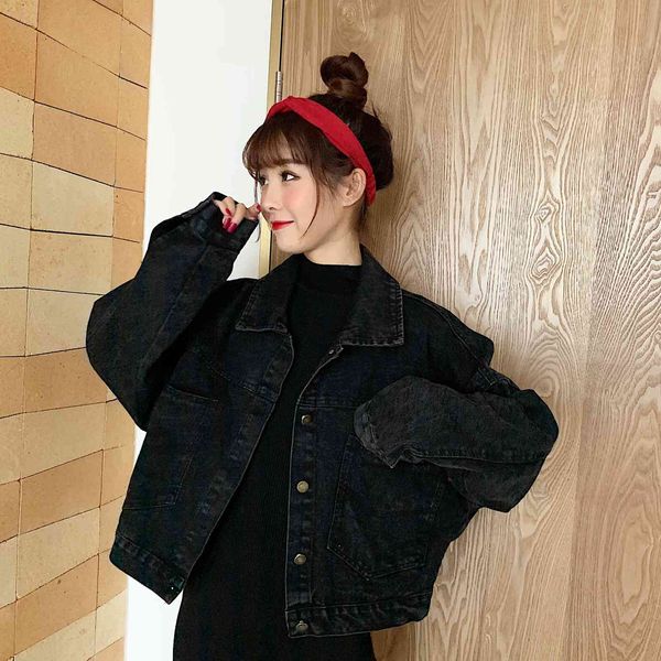 jacket jean female unique breasted denim vintage jackets long sleeve short casual loose black bomber jacket, Black;brown
jacket jean female unique breasted denim vintage jackets long sleeve short casual loose black bomber jacket, Black;brown