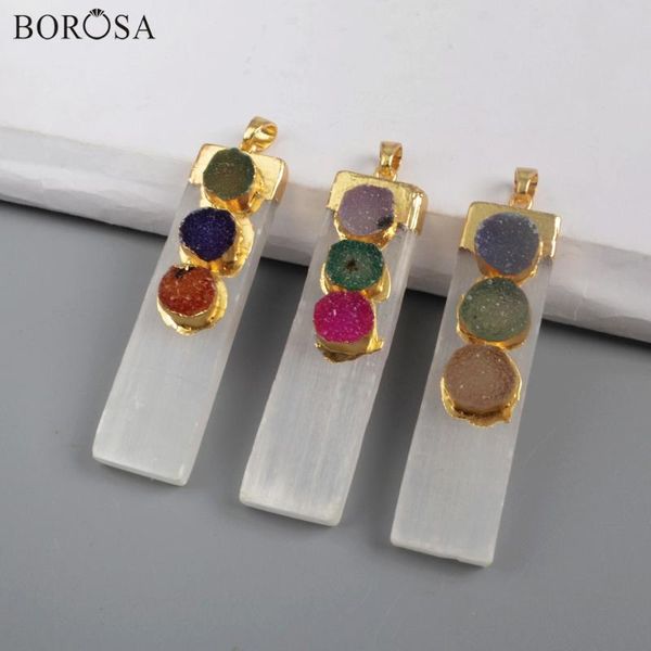 pendant necklaces borosa 5pcs 26" rectangle gold plating selenite stone & round rainbow agates druzy necklace jewelry g1854, Silver
pendant necklaces borosa 5pcs 26" rectangle gold plating selenite stone & round rainbow agates druzy necklace jewelry g1854, Silver